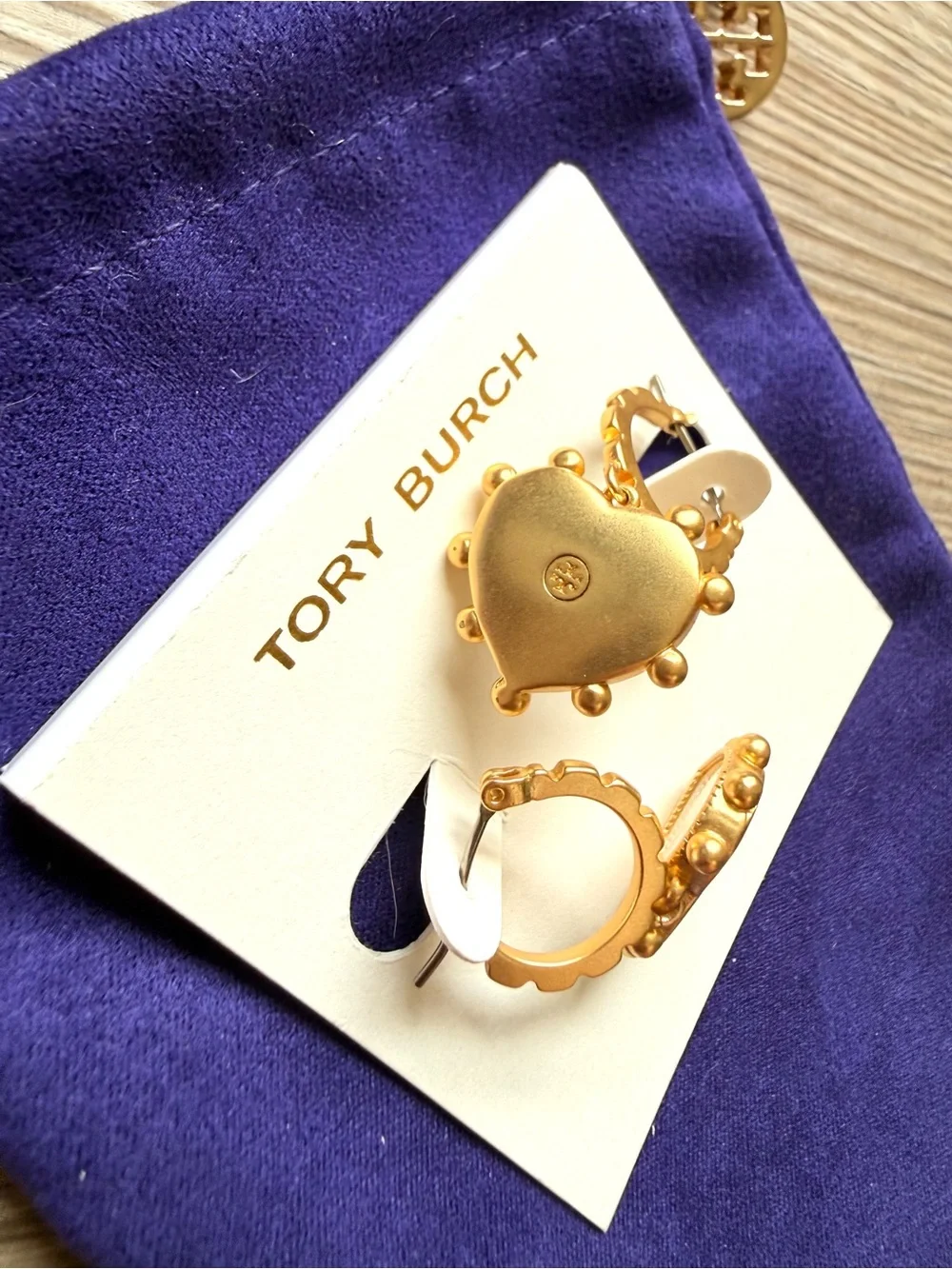 FINAL PRICE New Tory Burch White Mother of Pearl Gold Tone Heart Drop Earrings